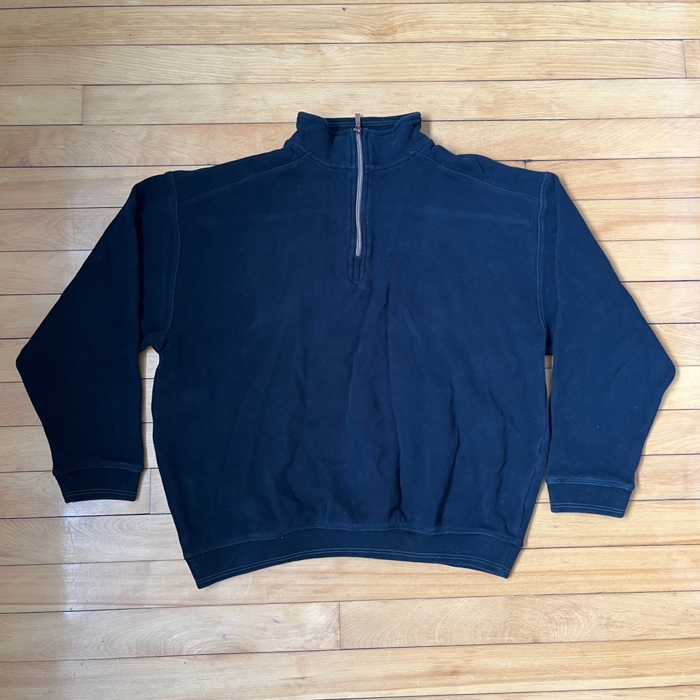 Kirkland Signature Mens Black 100% Cotton Quarter Zip Pullover Sweatshirt Medium